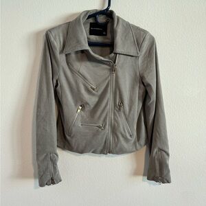 Olivaceous Women’s Gray Faux Suede Jacket Size Small‎
